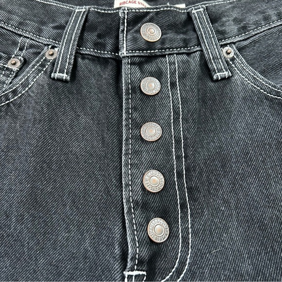 Levis Ribcage Ankle Straight Faded Black Jeans Contrast Stitch Size W26/L27 - Picture 3 of 11